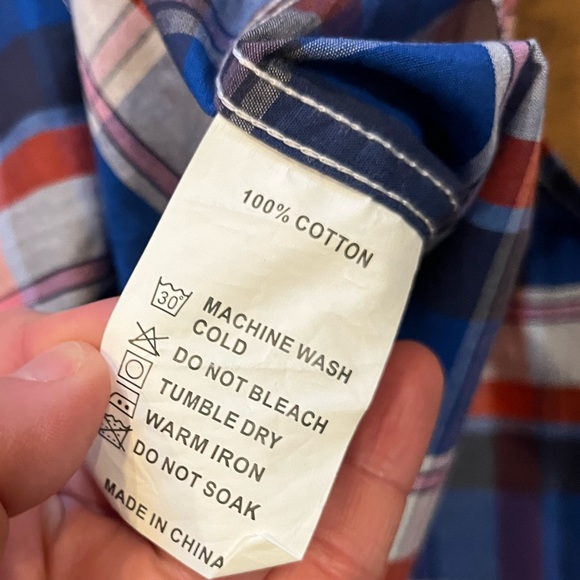 Double Pump western shirt men’s Large blue red plaid button pearl snap Cowboy - Picture 8 of 12